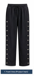 Adaptive Pull-On Pants with Side Snap Closures and Elastic Waist for Seniors